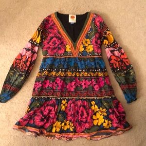 Farm Rio puff sleeve tunic mini dress XS petite